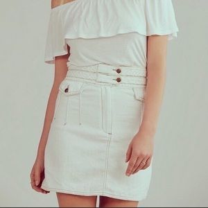 Free People - White Skirt - Braided Waist - Denim